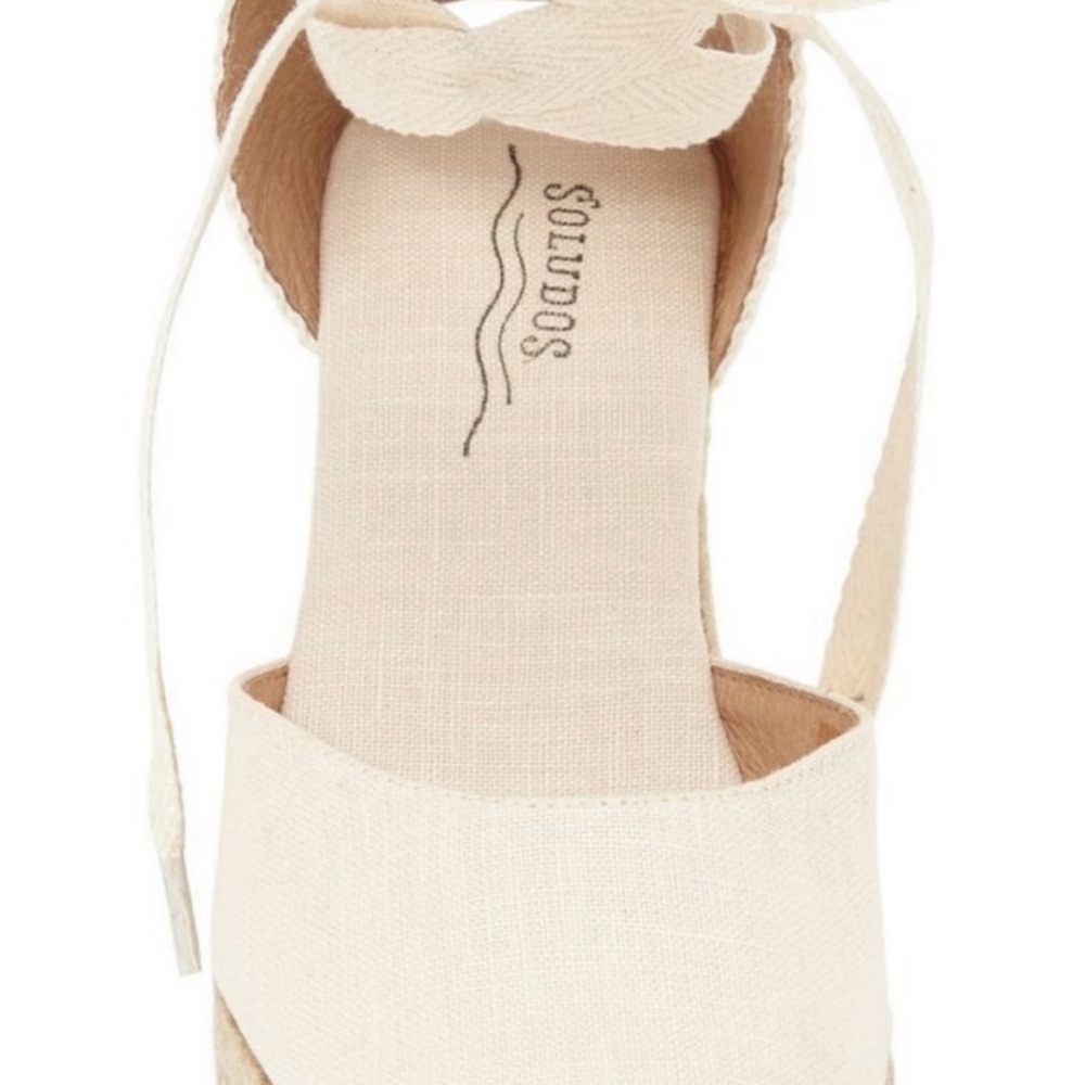 Soludos Cream Espadrille Wedge Ankle Tie Sandals - Picture 5 of 13